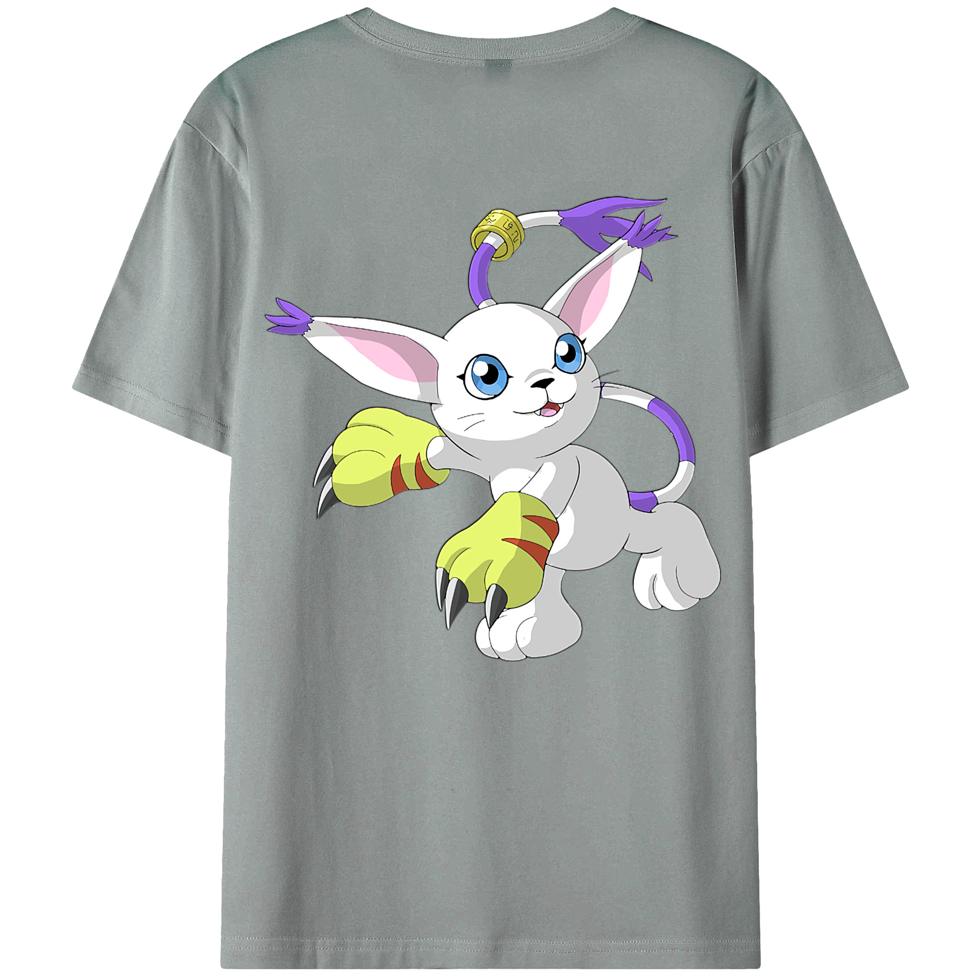（画像用） Digimon デジタルモンスター/デジモン 綿100％ メンズ半袖Tシャツ（バックプリント） 通気性